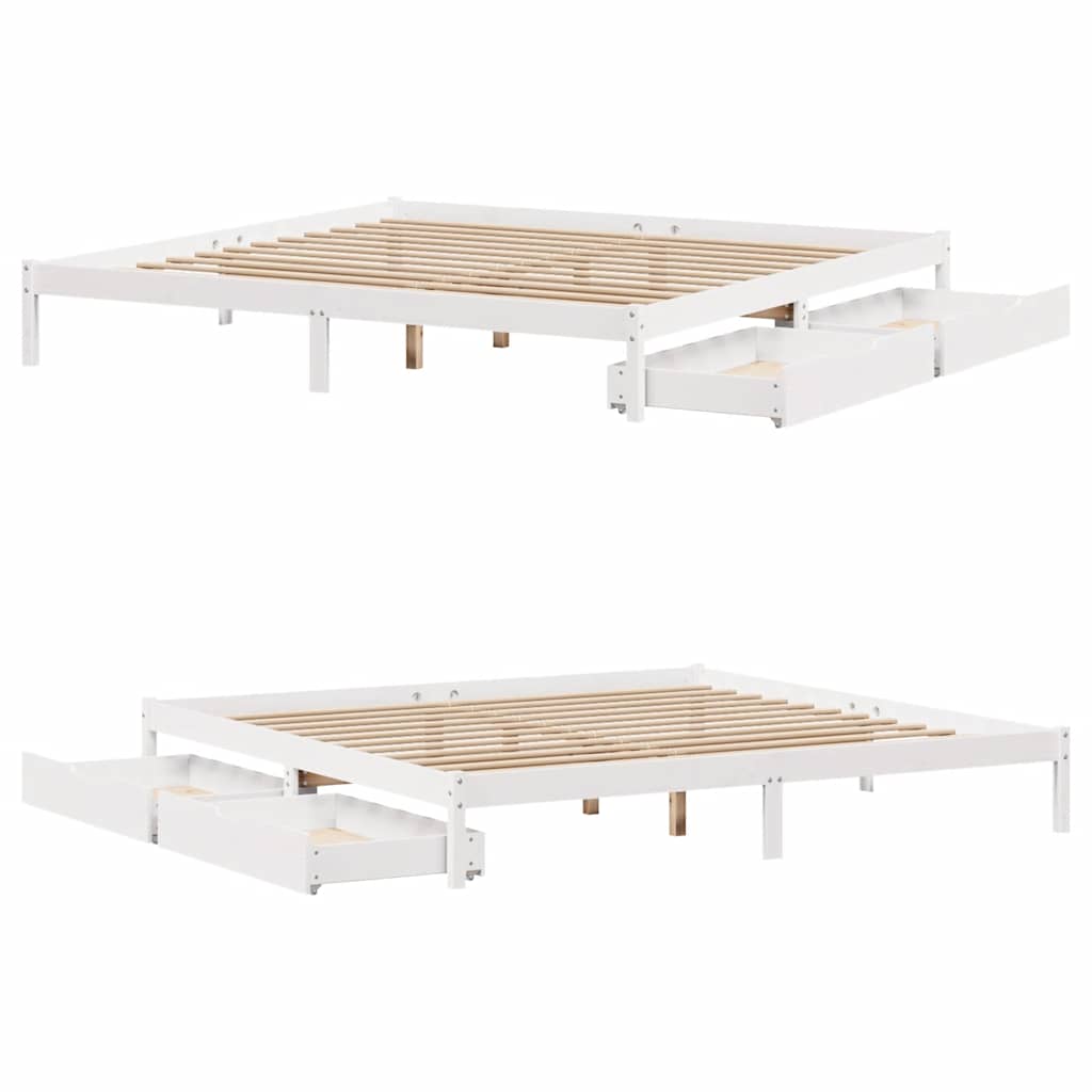 Bed Frame without Mattress White 180x200 cm Super King Solid Wood Pine