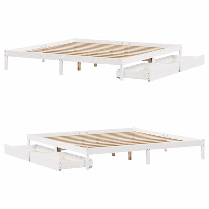 Bed Frame without Mattress White 180x200 cm Super King Solid Wood Pine