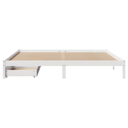 Bed Frame without Mattress White 200x200 cm Solid Wood Pine