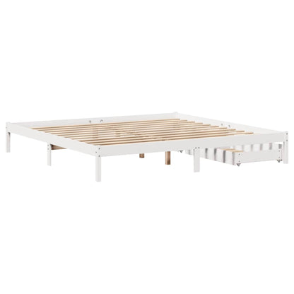 Bed Frame without Mattress White 200x200 cm Solid Wood Pine