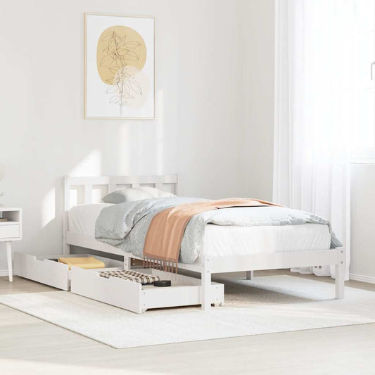 Bed Frame without Mattress White 90x190 cm Single Solid Wood Pine