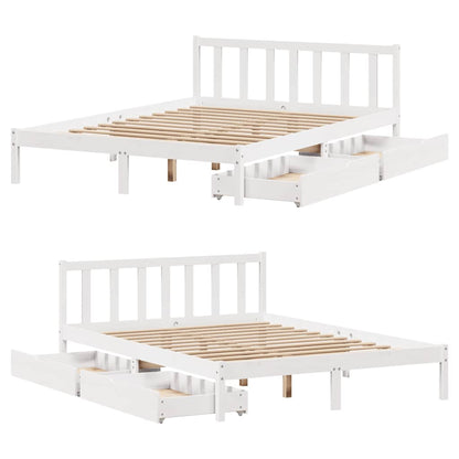 Bed Frame without Mattress White 135x190 cm Double Solid Wood Pine