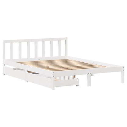 Bed Frame without Mattress White 140x190 cm Solid Wood Pine