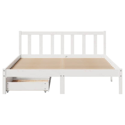 Bed Frame without Mattress White 160x200 cm Solid Wood Pine