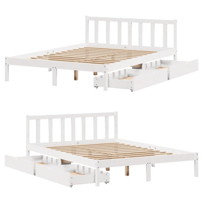Bed Frame without Mattress White 160x200 cm Solid Wood Pine