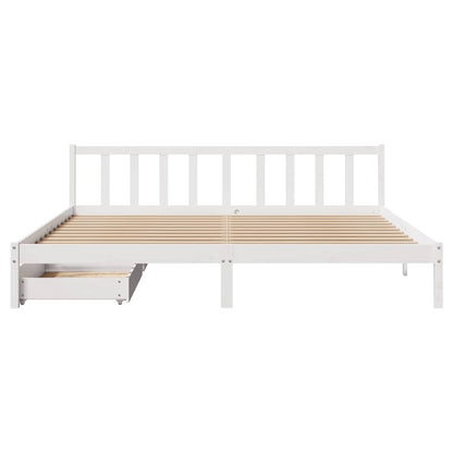 Bed Frame without Mattress White 180x200 cm Super King Solid Wood Pine