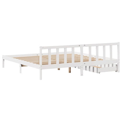 Bed Frame without Mattress White 180x200 cm Super King Solid Wood Pine