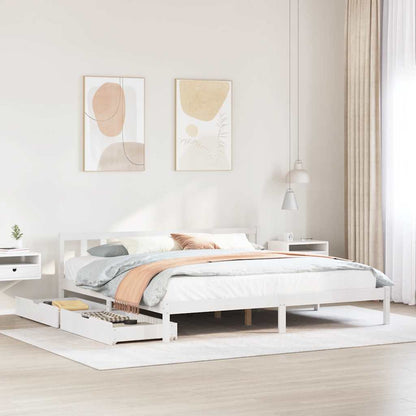 Bed Frame without Mattress White 180x200 cm Super King Solid Wood Pine