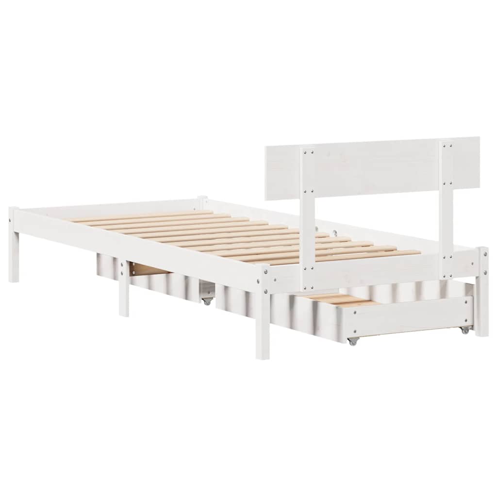Bed Frame without Mattress White 75x190 cm Small Single Solid Wood Pine