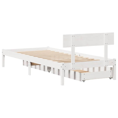 Bed Frame without Mattress White 75x190 cm Small Single Solid Wood Pine
