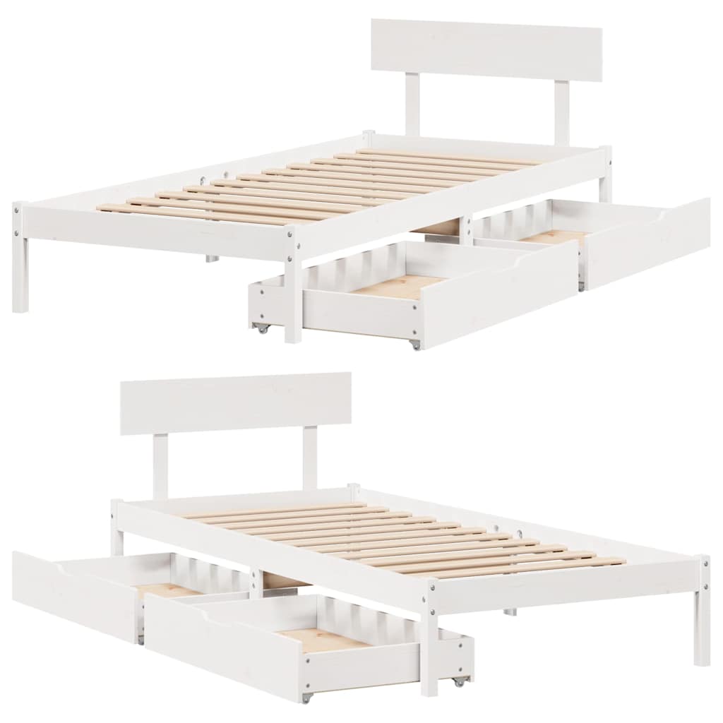 Bed Frame without Mattress White 75x190 cm Small Single Solid Wood Pine