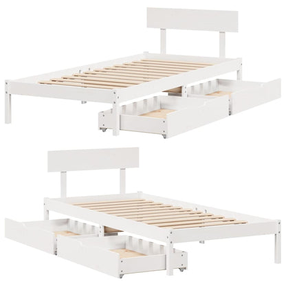 Bed Frame without Mattress White 75x190 cm Small Single Solid Wood Pine