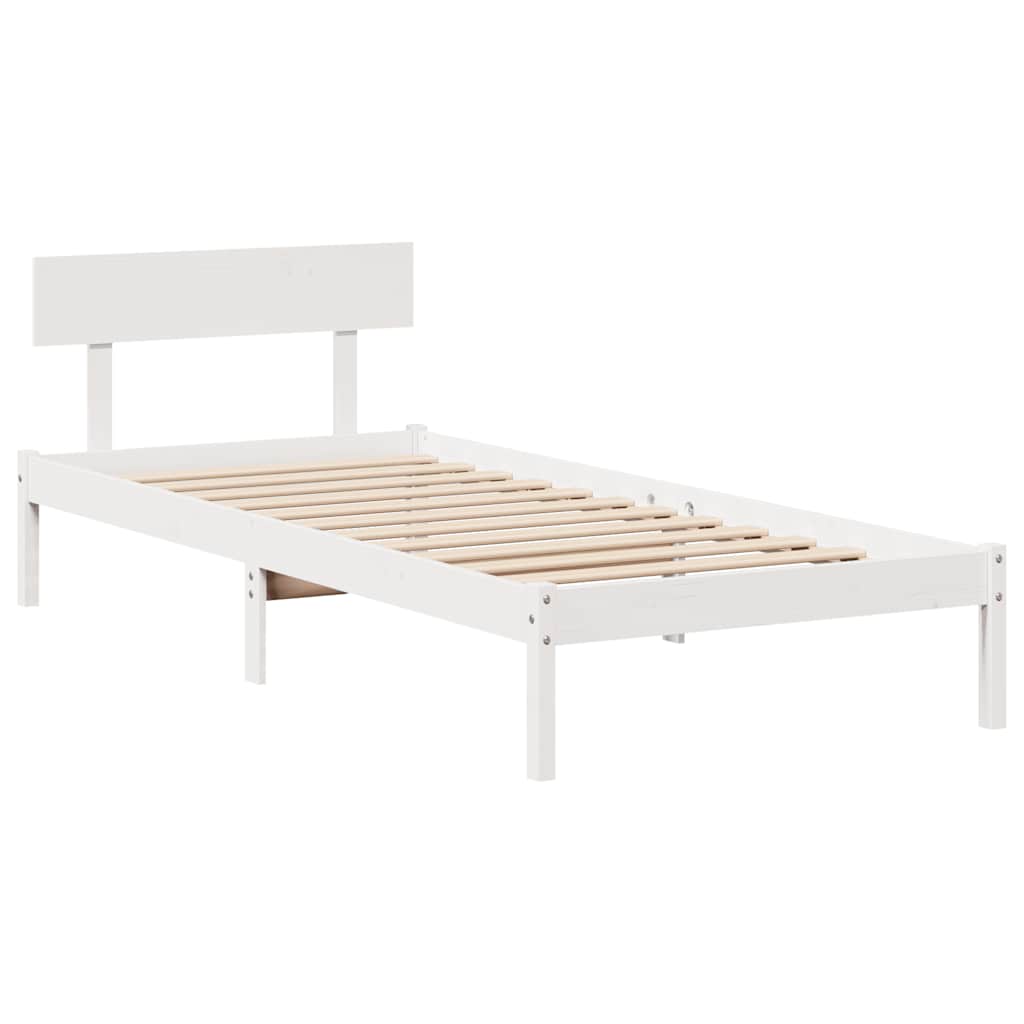 Bed Frame without Mattress White 90x190 cm Single Solid Wood Pine