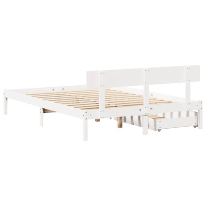 Bed Frame without Mattress White 140x190 cm Solid Wood Pine