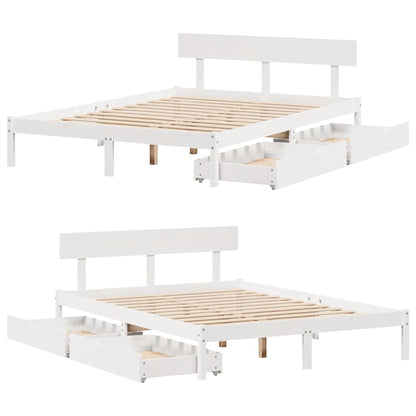 Bed Frame without Mattress White 140x190 cm Solid Wood Pine