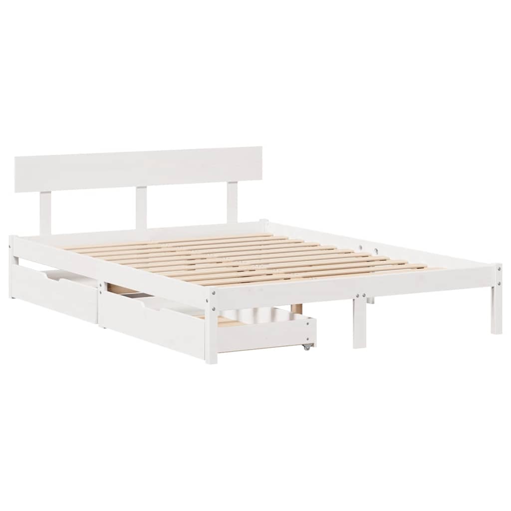 Bed Frame without Mattress White 140x200 cm Solid Wood Pine