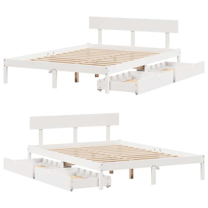 Bed Frame without Mattress White 140x200 cm Solid Wood Pine