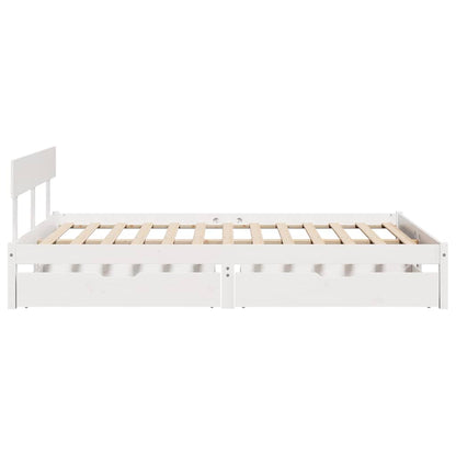 Bed Frame without Mattress White 150x200 cm King Size Solid Wood Pine