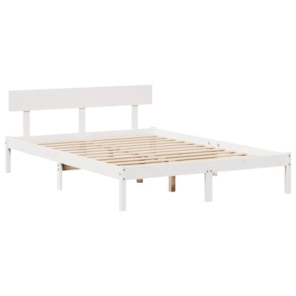 Bed Frame without Mattress White 150x200 cm King Size Solid Wood Pine
