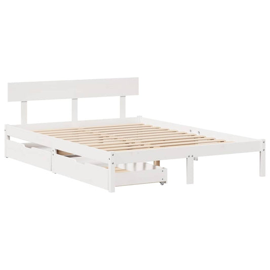 Bed Frame without Mattress White 160x200 cm Solid Wood Pine