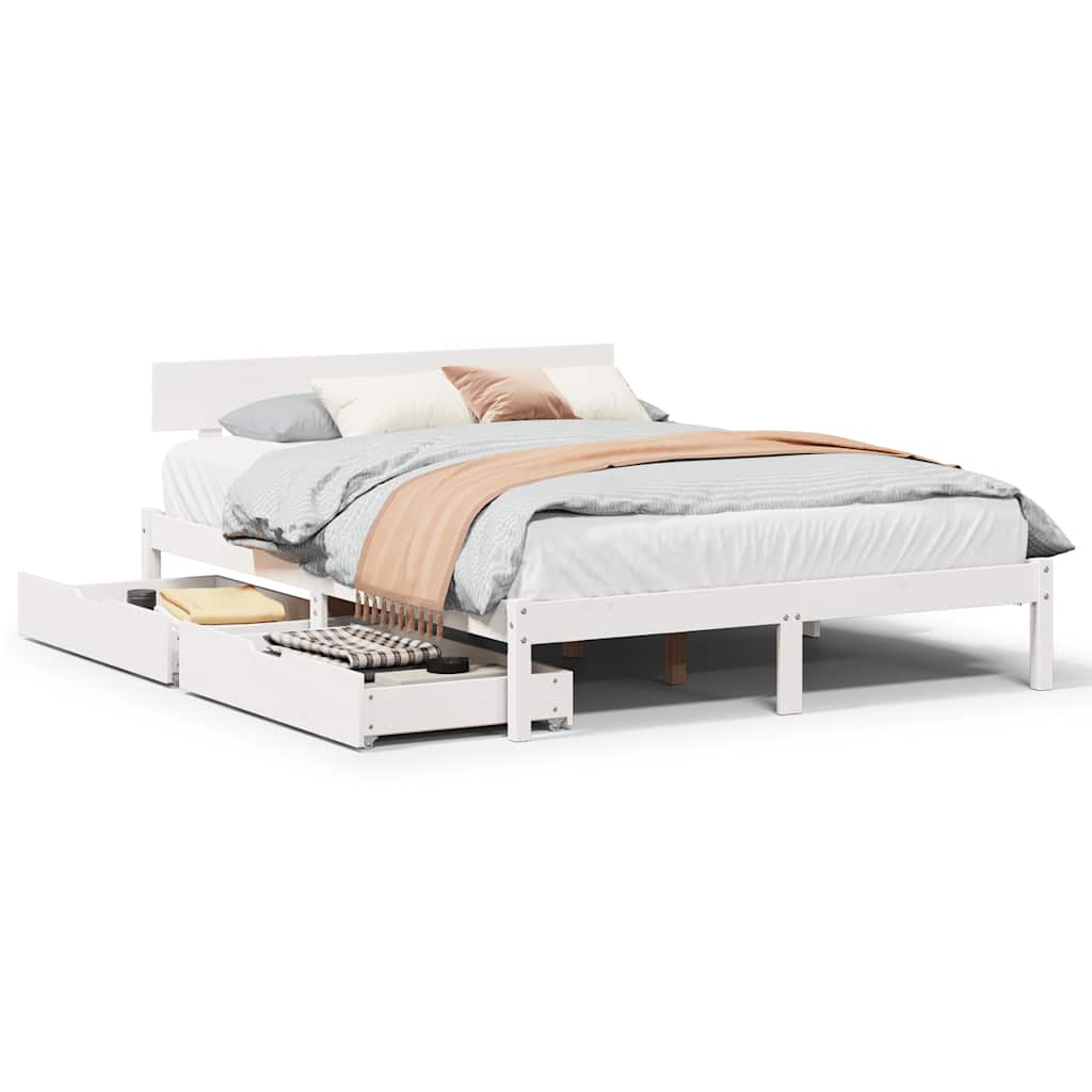Bed Frame without Mattress White 160x200 cm Solid Wood Pine