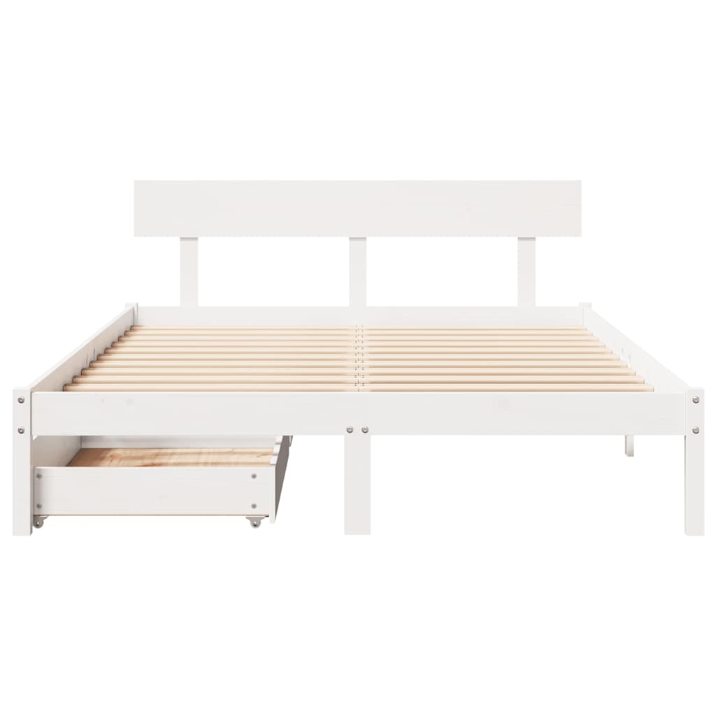 Bed Frame without Mattress White 160x200 cm Solid Wood Pine