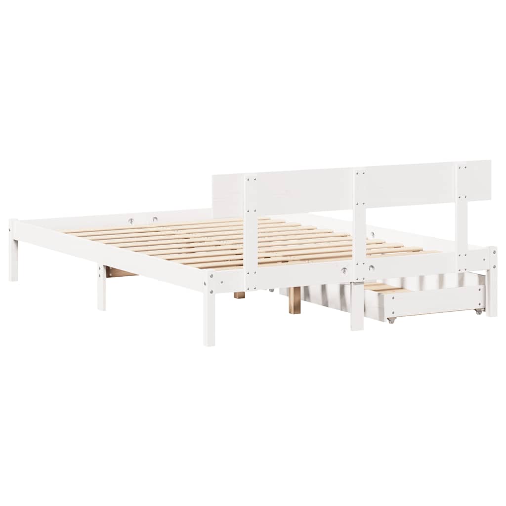 Bed Frame without Mattress White 160x200 cm Solid Wood Pine