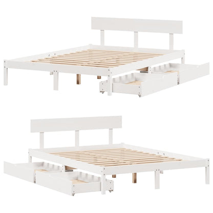 Bed Frame without Mattress White 160x200 cm Solid Wood Pine