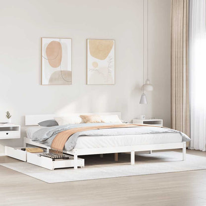 Bed Frame without Mattress White 200x200 cm Solid Wood Pine