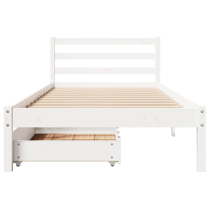 Bed Frame without Mattress White 75x190 cm Small Single Solid Wood Pine