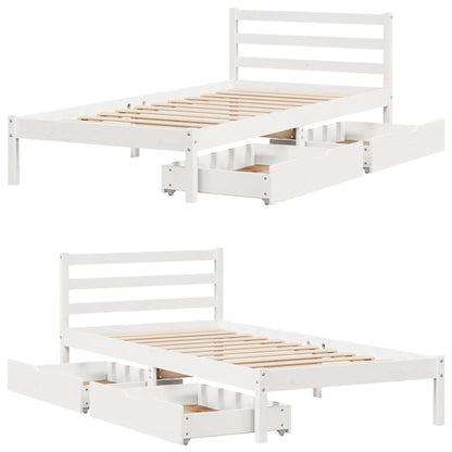 Bed Frame without Mattress White 90x190 cm Single Solid Wood Pine