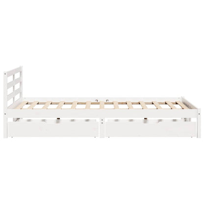 Bed Frame without Mattress White 135x190 cm Double Solid Wood Pine