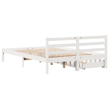 Bed Frame without Mattress White 135x190 cm Double Solid Wood Pine