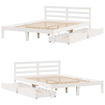 Bed Frame without Mattress White 140x190 cm Solid Wood Pine