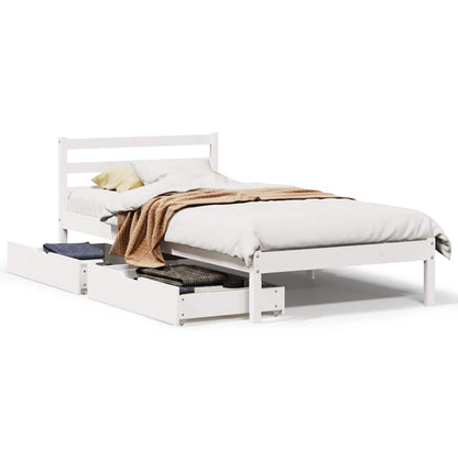 Bed Frame without Mattress White 90x200 cm Solid Wood Pine