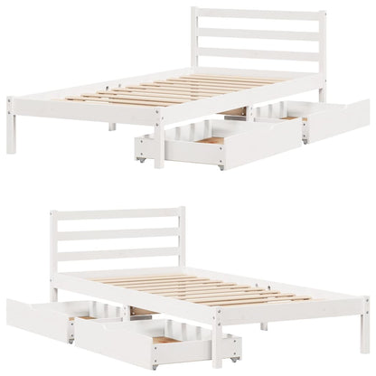 Bed Frame without Mattress White 90x200 cm Solid Wood Pine