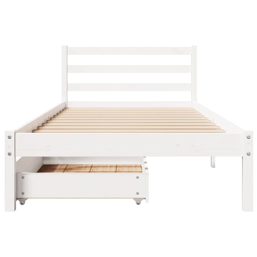 Bed Frame without Mattress White 100x200 cm Solid Wood Pine