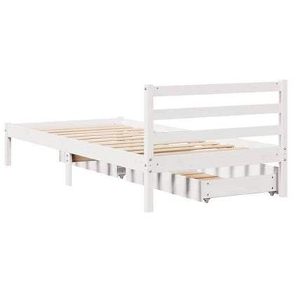 Bed Frame without Mattress White 100x200 cm Solid Wood Pine