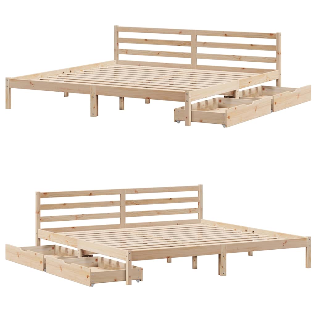 Bed Frame without Mattress 180x200 cm Super King Solid Wood Pine