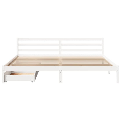 Bed Frame without Mattress White 180x200 cm Super King Solid Wood Pine