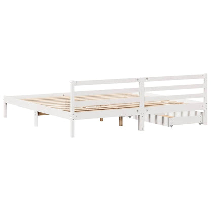 Bed Frame without Mattress White 180x200 cm Super King Solid Wood Pine