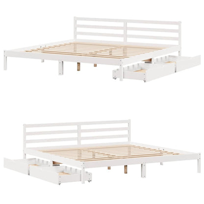Bed Frame without Mattress White 180x200 cm Super King Solid Wood Pine