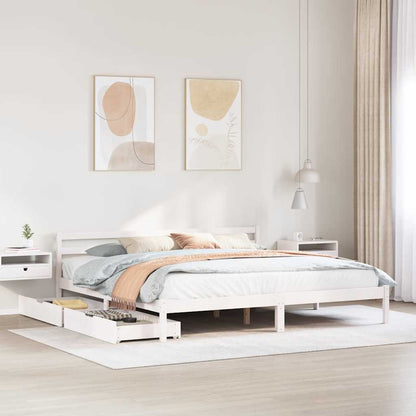 Bed Frame without Mattress White 180x200 cm Super King Solid Wood Pine