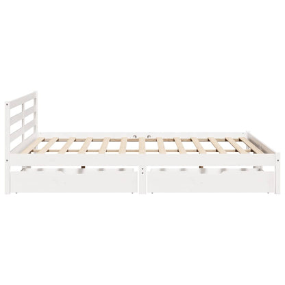 Bed Frame without Mattress White 200x200 cm Solid Wood Pine