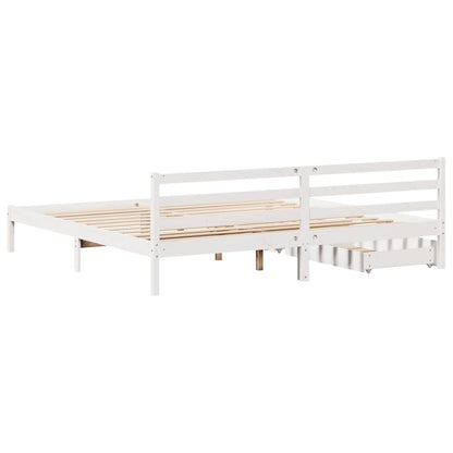 Bed Frame without Mattress White 200x200 cm Solid Wood Pine