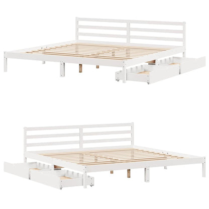 Bed Frame without Mattress White 200x200 cm Solid Wood Pine