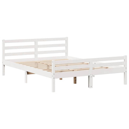 Bed Frame without Mattress White 135x190 cm Double Solid Wood Pine