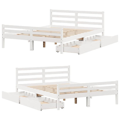 Bed Frame without Mattress White 135x190 cm Double Solid Wood Pine