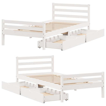Bed Frame without Mattress White 100x200 cm Solid Wood Pine