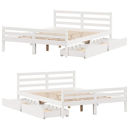 Bed Frame without Mattress White 140x200 cm Solid Wood Pine